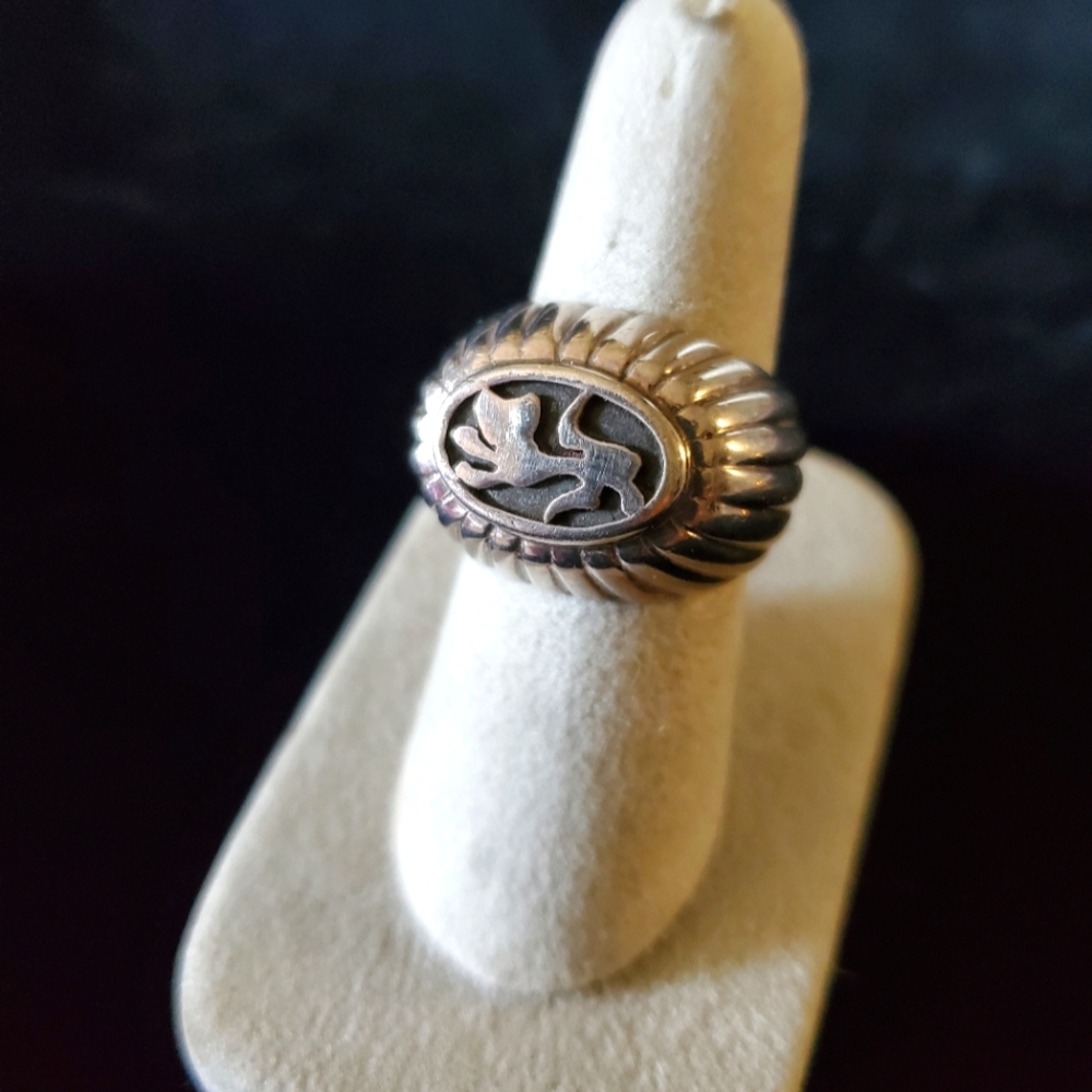 Sterling Silver Women's Oval Rope-Edge Signet Ring - Silver